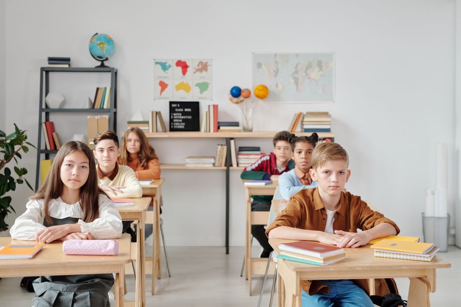 Bright classroom space set for a workshop.